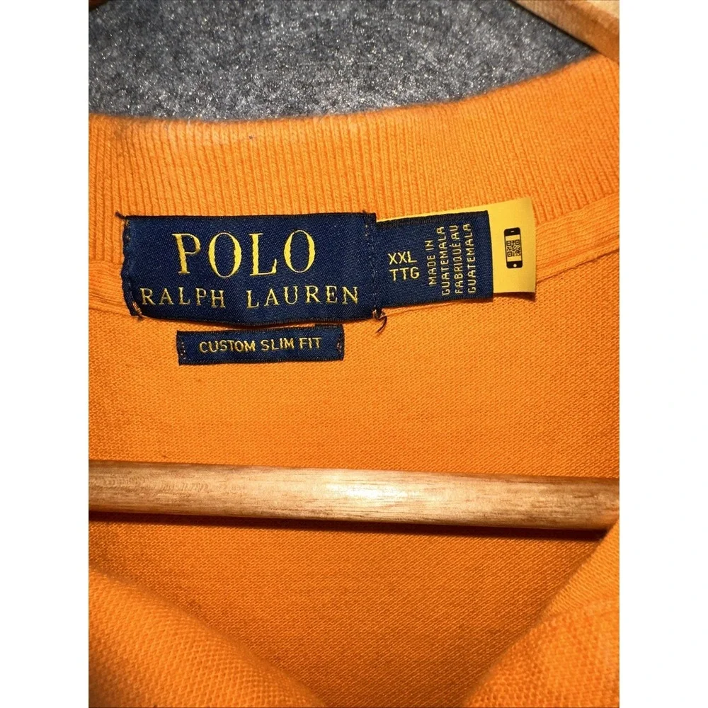 Polo‎ Ralph Lauren Polo Shirt Mens 2XL Orange Green Pony Short Sleeve Golf *